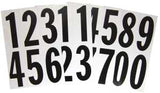 Hy-Ko MM-23N Packaged Number Set, 5-1/4 in W x 9 in H Dimensions, 3 in H Character, Black Character, White Background, Pack of 10