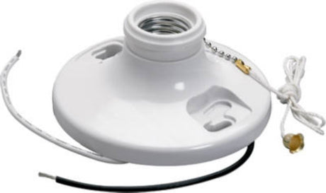 Legrand 280WHCC18 Pullchain Lamp Holder with Cage Neck, 250 V, 250 W, Phenolic Housing Material, White