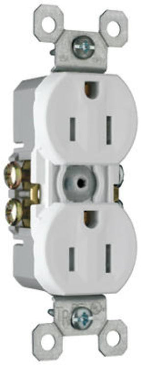Legrand TradeMaster Series 3232TRWRWCC8 Duplex Receptacle, Thermoplastic, White, 2-Pole, 15 A, 125 V, 3-Wire