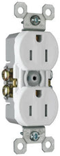 Legrand TradeMaster Series 3232TRWRWCC8 Duplex Receptacle, Thermoplastic, White, 2-Pole, 15 A, 125 V, 3-Wire