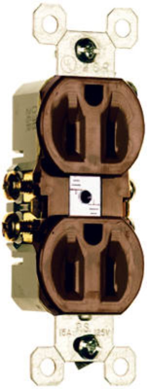 Legrand TradeMaster 3232TU Duplex Receptacle, 2 -Pole, 15 A, 125 V, NEMA: 5-15R, Brown