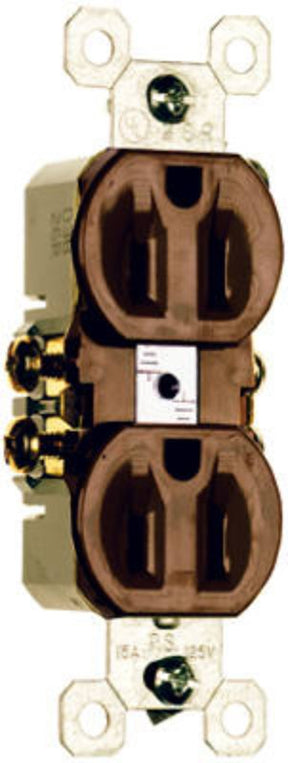 Legrand TradeMaster 3232TU Duplex Receptacle, 2 -Pole, 15 A, 125 V, NEMA: 5-15R, Brown