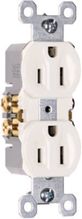 Legrand 3232WTU Duplex Receptacle, Thermoplastic, White, 2-Pole, 15 A, 125 V, Side Wiring, NEMA: 5-15R