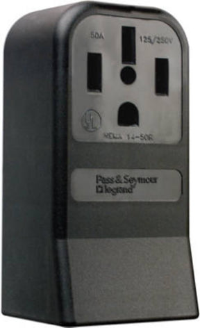 Legrand 3854CC6 Straight Blade Power Outlet Receptacle, 3 -Pole, 125/250 V, 50 A, NEMA: NEMA 14-50, Black