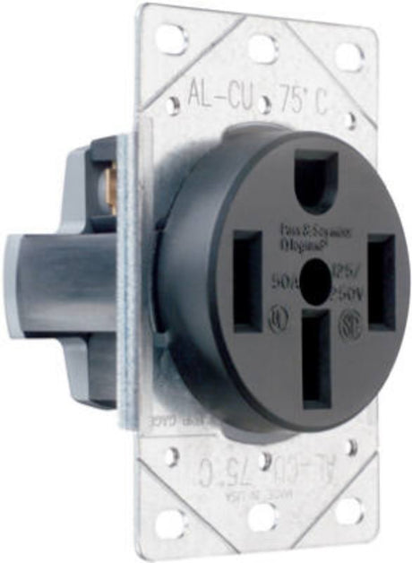 Legrand 3894CC6 Power Outlet, 3 -Pole, 125/250 V, 50 A, NEMA: NEMA 14-50R, Black