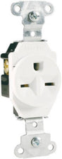 Legrand 5651WCC8 Heavy-Duty Single Receptacle, 2 -Pole, 250 VAC, 15 A, Side Wiring, NEMA: NEMA 6-15R, White