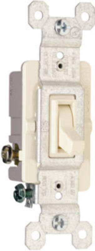 Legrand 663LAGTU Toggle Switch, 15 A, 120 VAC, 3-Position, Side Wire Terminal, Light Almond