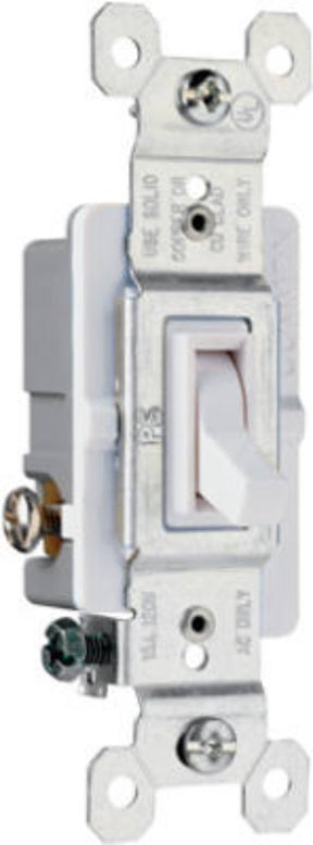 Legrand 663WGTU Toggle Switch, 15 A, 120 VAC, 3-Position, Thermoplastic Housing Material