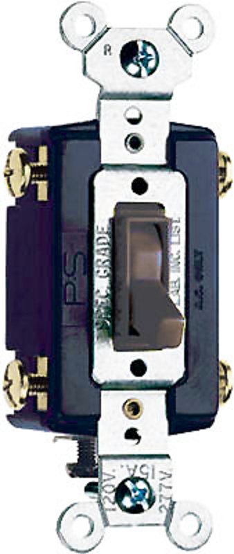 Legrand 664GCC8 Toggle Switch, 15 A, 120 VAC, 4 -Position, Side Wire Terminal, Brown