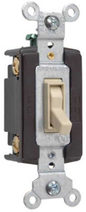 Legrand 664IGCC12 TradeMaster Series Toggle Switch, Ivory, 15 A, 120 VAC, Push Wire, Side Wire Terminal, 4-Pole