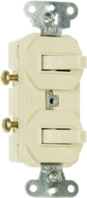 Legrand 690IGCC6 Double Combination Switch, 15 A, 120/277 VAC, Side Wire Terminal, Ivory