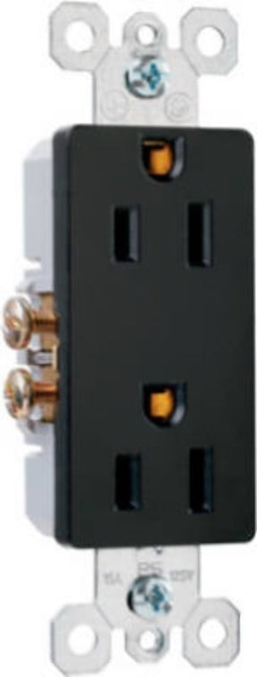 Legrand radiant Series 885BKCC12 Duplex Receptacle, Thermoplastic, Black, 2-Pole, 15 A, 125 V, Push, Side Wiring