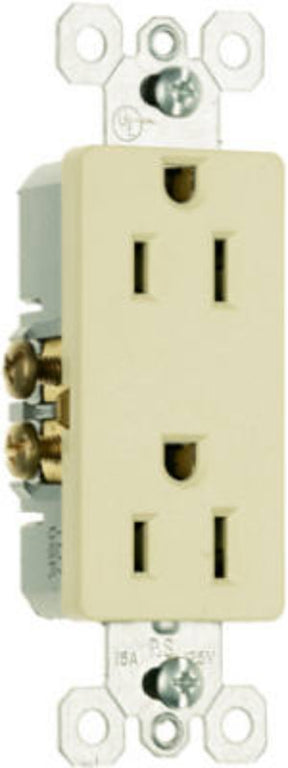 Legrand radiant Series 885ICC21 Duplex Receptacle, Thermoplastic, Ivory, 2-Pole, 3-Wire, 125 V, Push, Side Wiring