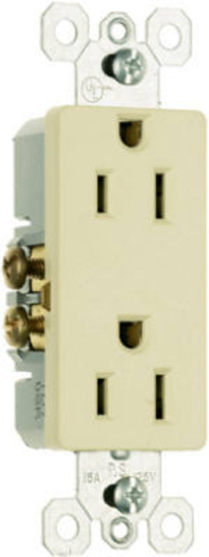 Legrand radiant Series 885ICC21 Duplex Receptacle, Thermoplastic, Ivory, 2-Pole, 3-Wire, 125 V, Push, Side Wiring