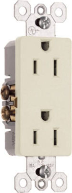 Legrand radiant Series 885LACC14 Duplex Receptacle, Thermoplastic, Light Almond, 2-Pole, 15 A, 3-Wire