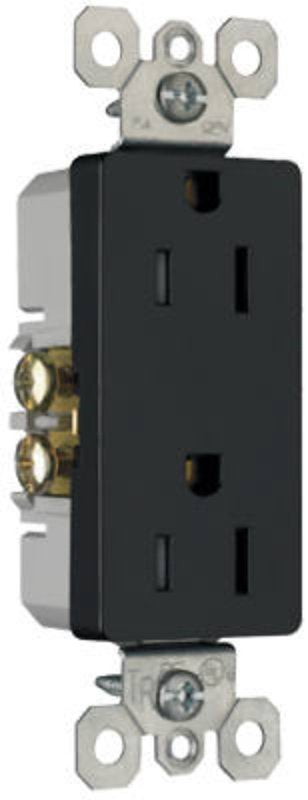 Legrand radiant Series 885TRBKCC8 Duplex Receptacle, Thermoplastic, Black, 2-Pole, 15 A, 125 V, NEMA: 5-15R