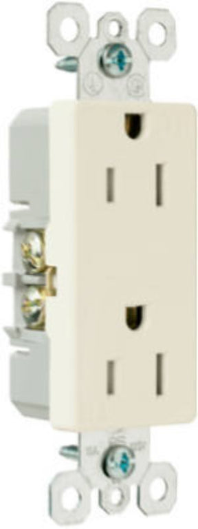 Legrand radiant Series 885TRLACC8 Duplex Receptacle, Thermoplastic, Light Almond, 2-Pole, 3-Wire, 125 V