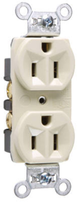 Legrand CRB5262ICC12 Duplex Receptacle, Brass/Nylon/PVC/Steel, Ivory, 2-Pole, 15 A, 125 V, Back, Side Wiring