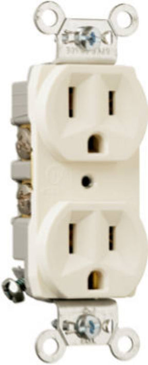 Legrand CRB5262LA Duplex Receptacle, Nylon/Thermoplastic, Light Almond, 2-Pole, 15 A, 125 V, Back, Side Wiring