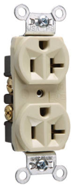 Legrand CRB5362ICC12 Duplex Receptacle, 2 -Pole, 20 A, 125 VAC, Back, Side Wiring, NEMA: 5-20R, Ivory