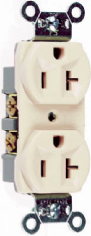 Legrand CRB5362LACC12 Duplex Receptacle, 2 -Pole, 20 A, 125 VAC, Back, Side Wiring, NEMA: 5-20R