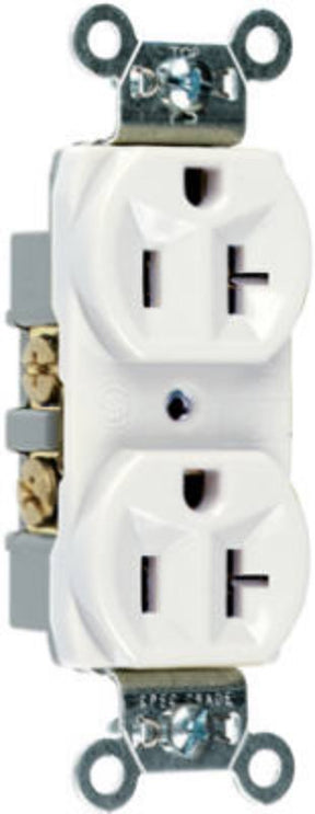 Legrand CRB5362WCC12 Duplex Receptacle, 2 -Pole, 20 A, 125 VAC, Back, Side Wiring, NEMA: 5-20R, White