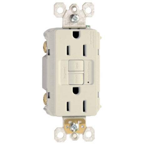 Legrand radiant Series 1597LACCD12 GFCI Duplex Receptacle, Nylon, Light Almond, 2-Pole, 15 A, 3-Wire