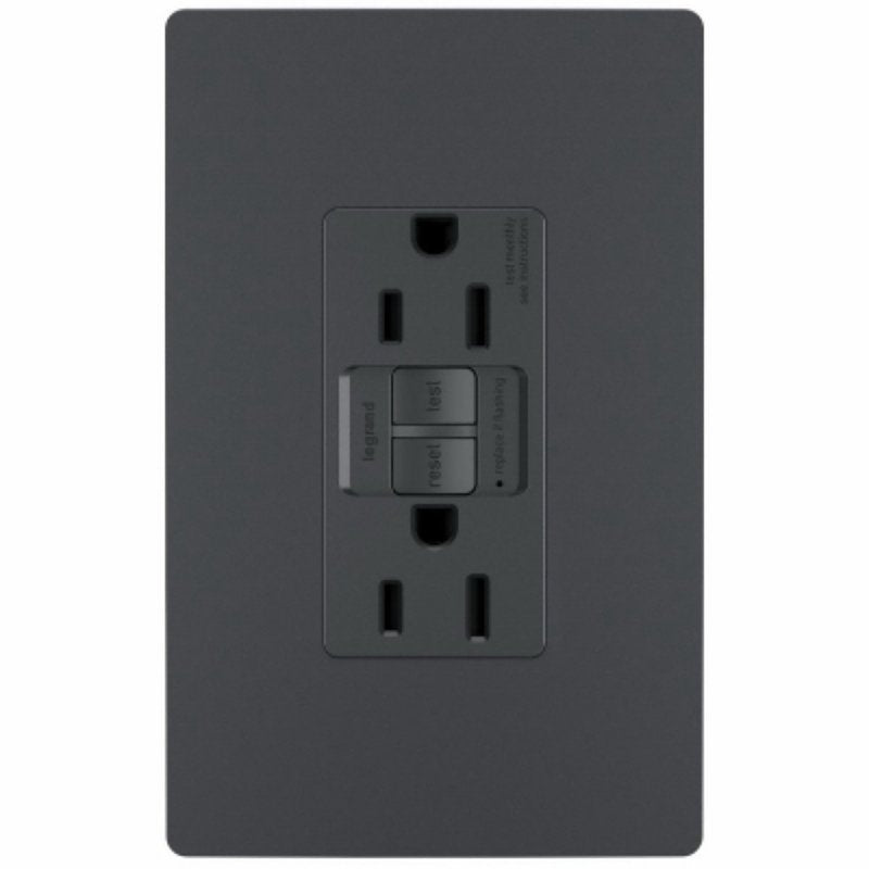 Legrand radiant Series 1597TRGCC4 Duplex Self-Test GFCI Receptacle, 125 V, 15 A, NEMA: NEMA 5-15R, Graphite