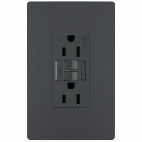 Legrand radiant Series 1597TRGCC4 Duplex Self-Test GFCI Receptacle, 125 V, 15 A, NEMA: NEMA 5-15R, Graphite