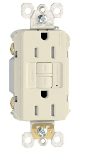 Legrand radiant Series 1597TRLACCD4 GFCI Duplex Receptacle, Nylon, Light Almond, 2-Pole, 15 A, 125 VAC