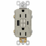 Legrand radiant 1597TRUSBACNIC4 GFCI Receptacle, 15 A, 125 V, 1-Gang, 2-USB Port, USB-A, USB-C USB, Nickel