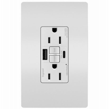 Legrand radiant Series 1597TRUSBACWC4 GFCI Outlet, 125 V, 15 A, White