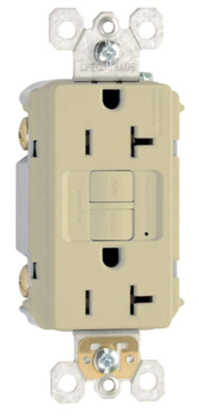 Legrand radiant Series 2097ICCD12 GFCI Duplex Receptacle, Nylon, Ivory, 2-Pole, 20 A, 125 VAC, Back, Side Wiring
