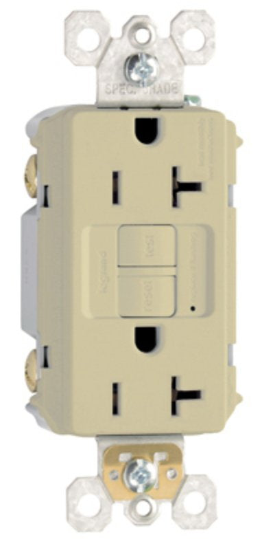 Legrand radiant Series 2097ICCD12 GFCI Duplex Receptacle, Nylon, Ivory, 2-Pole, 20 A, 125 VAC, Back, Side Wiring