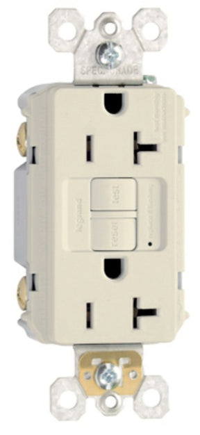 Legrand radiant Series 2097LACCD12 GFCI Duplex Receptacle, Nylon, Light Almond, 2-Pole, 20 A, 125 VAC