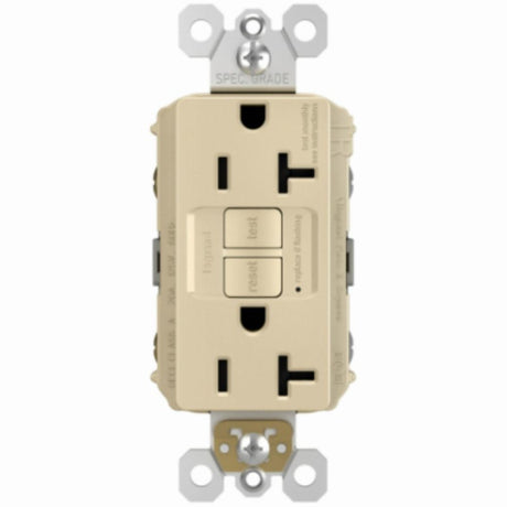 Legrand radiant Series 2097TRICCD4 GFCI Duplex Receptacle, Nylon, Ivory, 2-Pole, 20 A, 125 VAC, NEMA: 5-20R