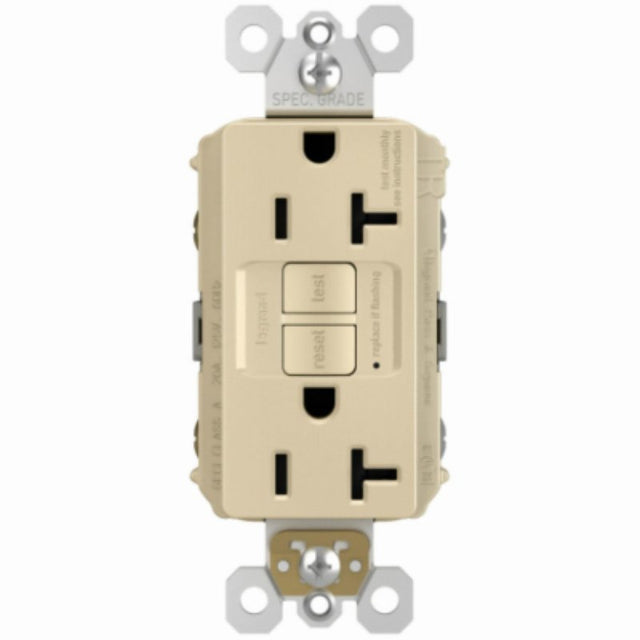 Legrand radiant Series 2097TRICCD4 GFCI Duplex Receptacle, Nylon, Ivory, 2-Pole, 20 A, 125 VAC, NEMA: 5-20R