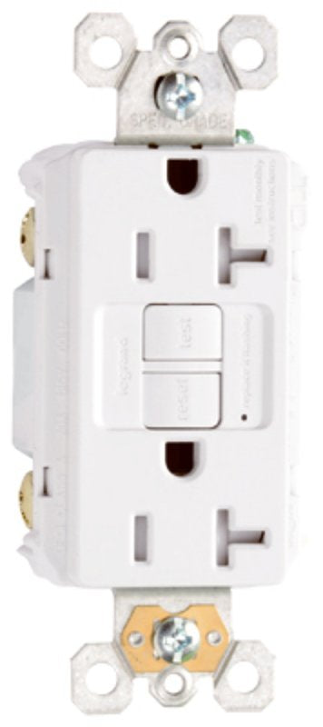 Legrand radiant Series 2097TRWCCD12 GFCI Duplex Receptacle, Nylon, White, 2-Pole, 20 A, 125 VAC, NEMA: 5-20R