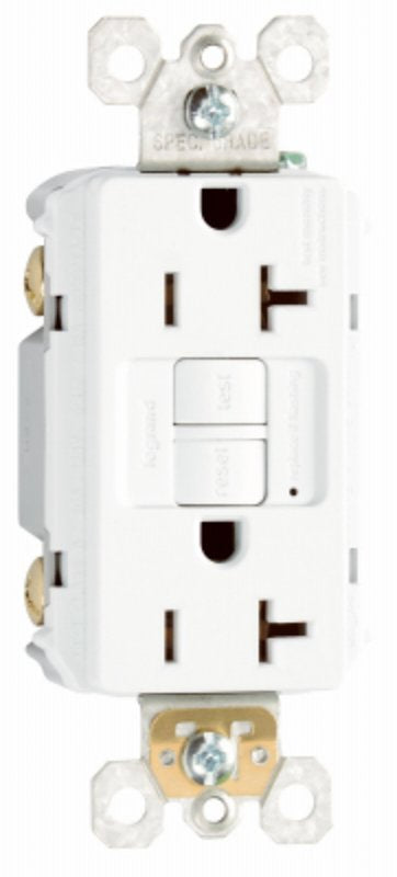 Legrand radiant Series 2097WCCD12 GFCI Duplex Receptacle, Nylon, White, 2-Pole, 20 A, 125 VAC, Back, Side Wiring