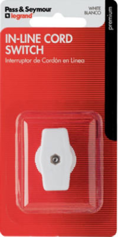 Legrand 410WBPCC5 In-Line Cord Switch, 6/3 A, 125/250 V, White