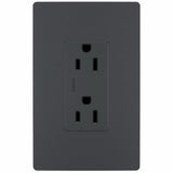 Legrand radiant 885TRGCC12 Duplex Outlet, 2 -Pole, 15 A, 125 V, Back, Side Wiring, NEMA: 5-15R, Graphite