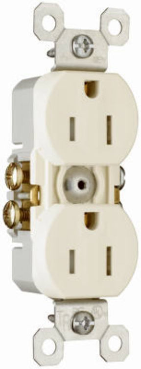 Legrand TradeMaster Series 3232TRLACP8 Duplex Receptacle, Thermoplastic, Light Almond, 2-Pole, 14 to 12 AWG Wire