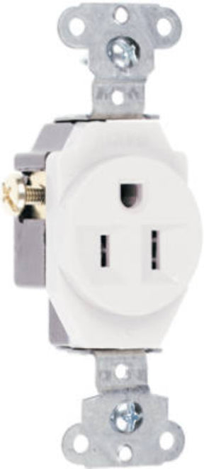 Legrand 5251WCC8 Single Receptacle, Wall Mounting, 2-Pole, 125 VAC, 15 A, Back and Side Wiring, White