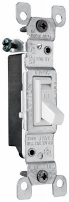 Legrand TradeMaster Series 660WGCACC20 Toggle Switch, 15 A, 120 VAC, Back Wire, Side Wire Terminal, White