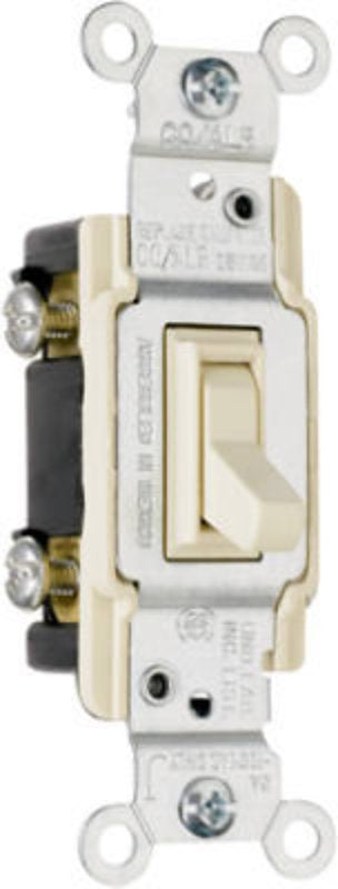 Legrand 663IGCACC10 TradeMaster Series Toggle Switch, Ivory, 15 A, 120 VAC, Back Wire, Side Wire Terminal