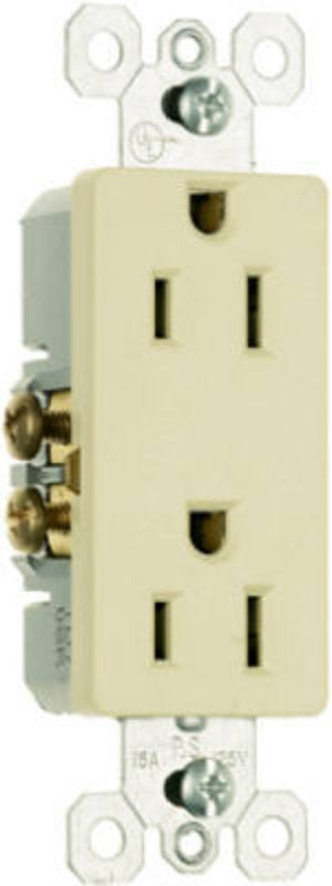 Legrand radiant Series 885ICP8 Duplex Receptacle, Thermoplastic, Ivory, 2-Pole, 15 A, 3-Wire, Push, Side Wiring