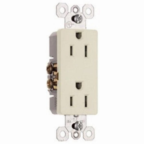 Legrand radiant Series 885LACP8 Duplex Receptacle, Thermoplastic, Light Almond, 2-Pole, 15 A, 125 V, 3-Wire