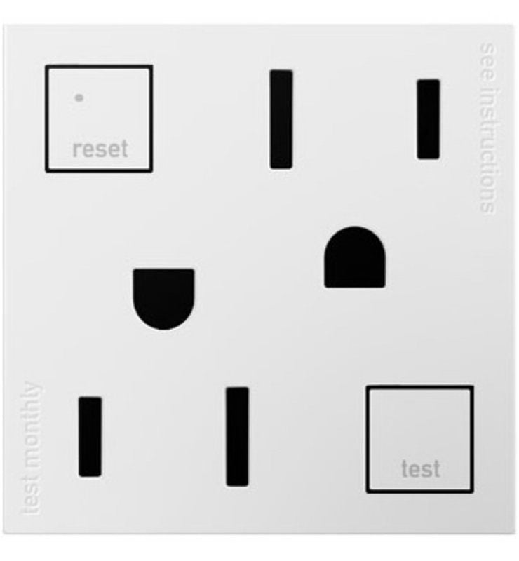 Legrand adorne Series AGFTR2152W4 GFCI Outlet, 125 VAC, 15 A, NEMA: NEMA 5-15R, White