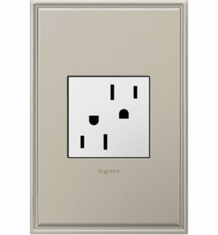 Legrand adorne ARTR152W4 2-Module Outlet, 3 -Pole, 15 A, 125 V, Back Wiring, NEMA: 5-15R, White