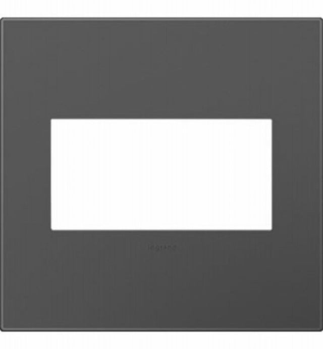 Legrand adorne AWP2GMG4 Wallplate, 5.13 in L, 5.29 in W, 2 -Gang, Plastic, Magnesium